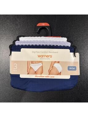 Warners Blissful Dig-Free Comfort Waistband w/ Lace Microfiber Hi-Cut M (309,10)